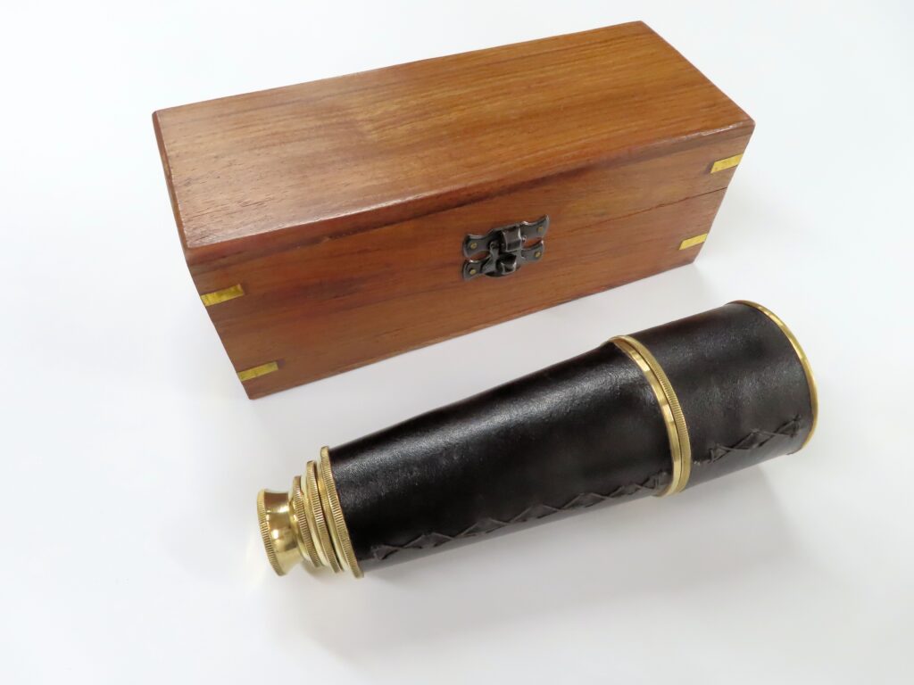 Telescope in wooden box